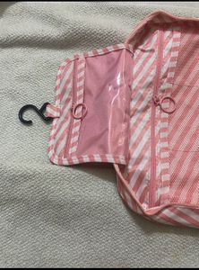 Canvas Stripped Cosmetics Bag