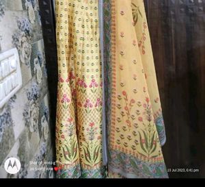 Yellow Flared Gown With Dupatta