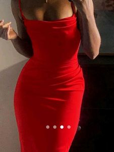 Elegant Red Midi Slip Dress
