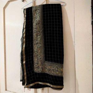 Black Golden Embroydry Saree