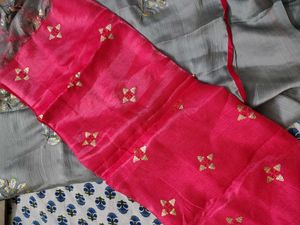 Grey Work Saree