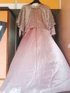 Plus Size Satin Cape Gown