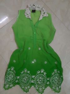 Green Embroidered Top