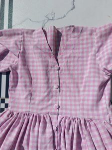 Pink Gingham Ruffle Dress