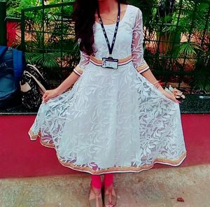 White Net Anarkali