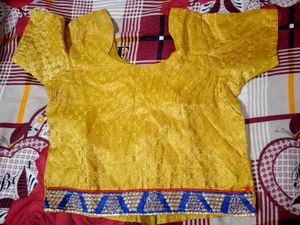 Yellow Blue Lehenga Choli Dupatta