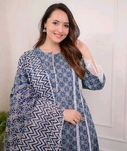 Pink and blue Lace Work Fancy Suit Set