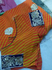 Orange Leheriya Saree