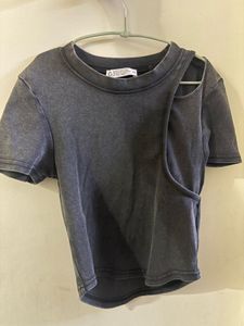 Gray Cutout Tee
