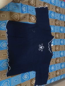 Cute Navy Blue Floral Top