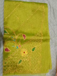 Lite Green Heavy Work Saree