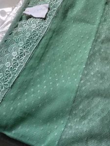 Sea Green Bluish A Beautiful Net Saree