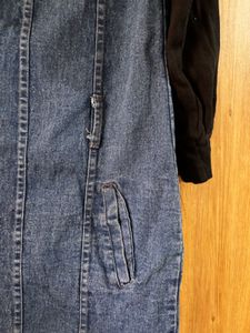 Korean Denim Maxi Dress W Hoodie