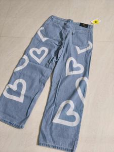 Heart Print Flare Jeans