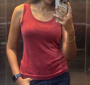 Maroon Glitter Top