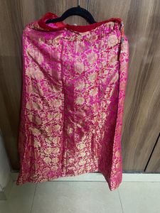 An Ethnic Pink Color Skirt With Drawstrings