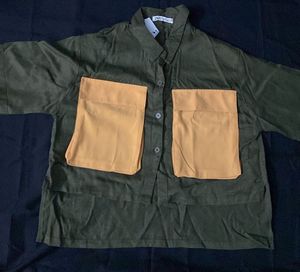 Zara Olive Green Pocket Shirt