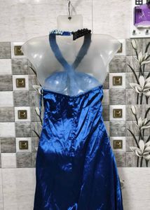 Blue Strapless Maxi Dress