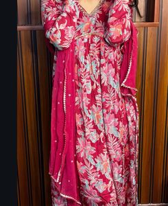 Floral Print Rich Chinnon Kurta Set