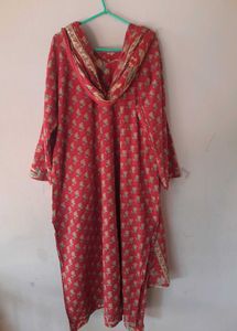 Red Floral Kurta Set without pant (40-42)bust