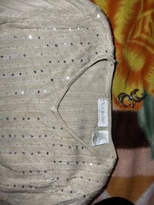 Sparkly Knit V-Neck Top