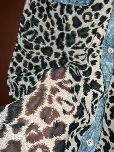 Denim  Zebra print Mesh Top