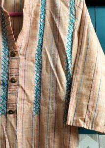 Peach Embroidered Kurti