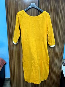 Mustard Embroidered Kurti Set
