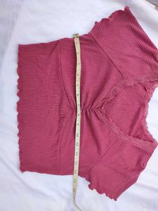 Shein Ribbed Lace Crop Top