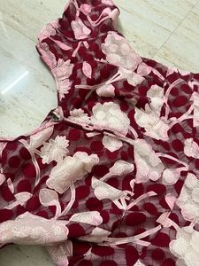 Burgundy Floral Lace Dress