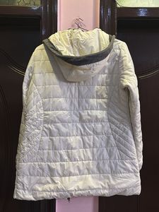 Warm Hooded Bomber White Jacket For Women