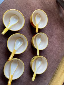 Set Of 6 Soup Bowls &amp; Spoons