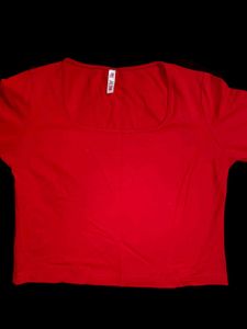 Red Long Sleeve Crop Top