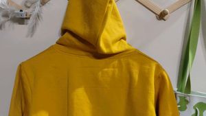 Mustard Hoodie with White Stripes