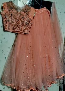 Peach Embellished Lehenga Choli