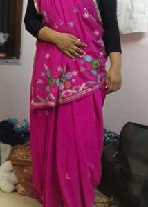 Pink Embroidered Saree