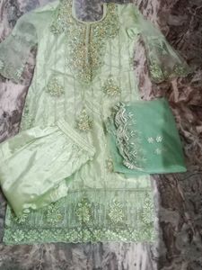 Mint Green Embellished Pakistani Suit