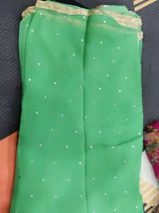 Green Colour Embroidery Suit With Dupatta