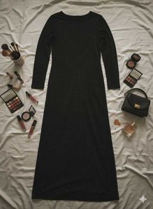 Korean Black Long Dress