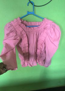 Pink Ruffle Sleeve Top