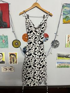 Cowl Neck Mini Dress - Dalmatian Print