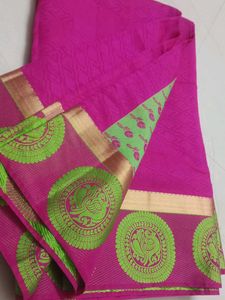 Pink &amp; Green Silk Saree New