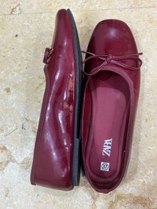 Zara Red Bow Ballet Flats