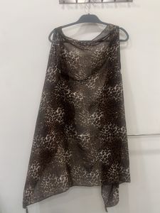 Front Open Sleeveless Coat With Animal Print