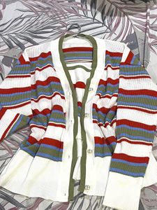 Striped knit cardigan