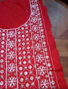 Red and white Embroidered neck patch  ne