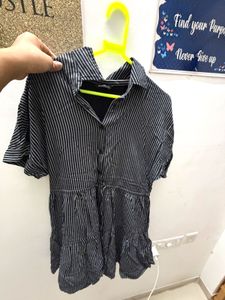 Striped Fit and flare Shirt Dress