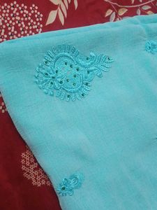 Aqua Embroidered Saree