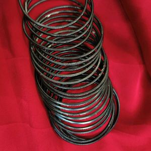 Black metal Bangle / churi (24) Set