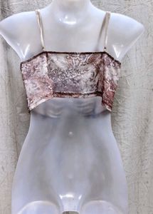 I. Brown Print Crop Top